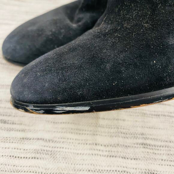 Vince Camuto Norva Black Suede Ankle Booties Block Heel Back Zip Size 7 - Picture 5 of 10